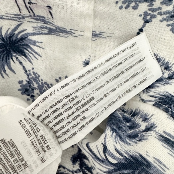 Abercrombie Tropical blue print linen crop top Sz. L - Picture 5 of 7